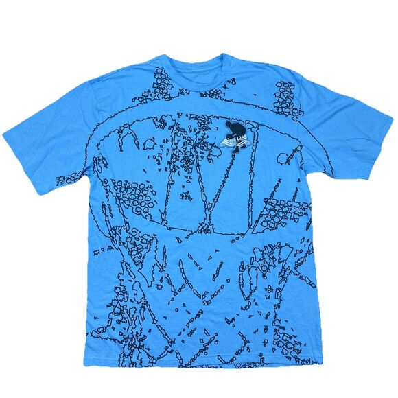 Y2K Nike All Over Print Shirt Blue Embroidered Basketball Swoosh Streetwear XXL - Picture 1 of 6